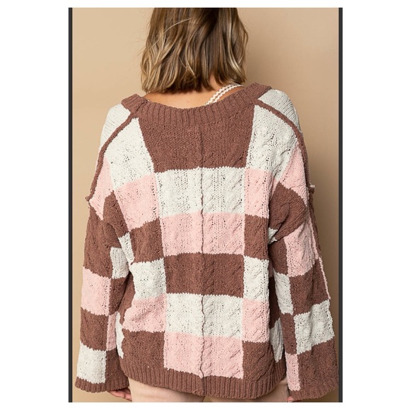 🖤 $40 start 129 3 LEFT Pretty POL Soft chenille check pattern cardigan - Picture 3 of 5